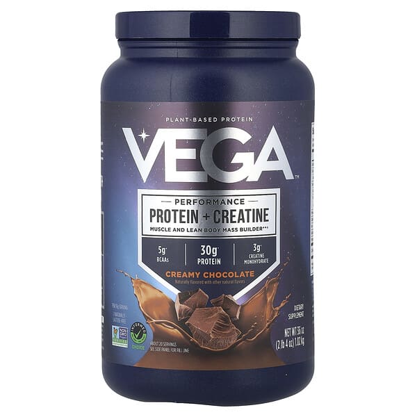 Plant-Based Performance Protein + Creatine, Creamy Chocolate, 2 lb 4 oz (1.02 kg)