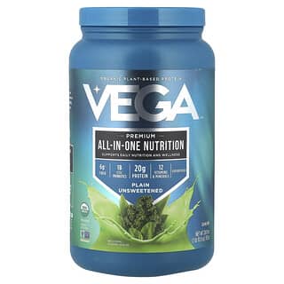 Vega, Plant-Based Organic All-In-One Shake, Plain Unsweetened, 1 lb 10.9 oz (763 g)