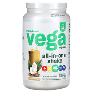 Vega, Plant-Based Organic All-In-One Shake, Coconut Almond, 24.3 oz (687 g)