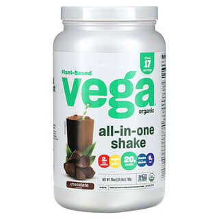 Vega, Plant-Based, Organic All-In-One Shake, Chocolate, 1 lbs (708 g)