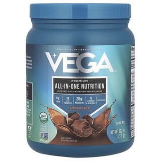 Vega, Batido todo en uno orgánico a base de plantas, Chocolate, 375 g (13,2 oz)
