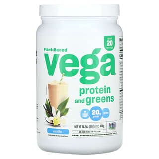 Vega, На растительной основе, с белком и зеленью, ваниль, 614 г (1 фунт 5,7 унции)