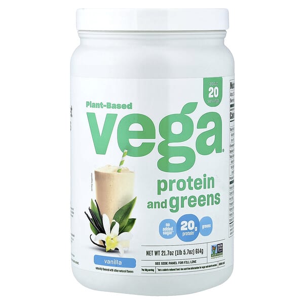 Plant-Based Protein and Greens, Vanilla, 1 lb 5.7 oz (614 g)