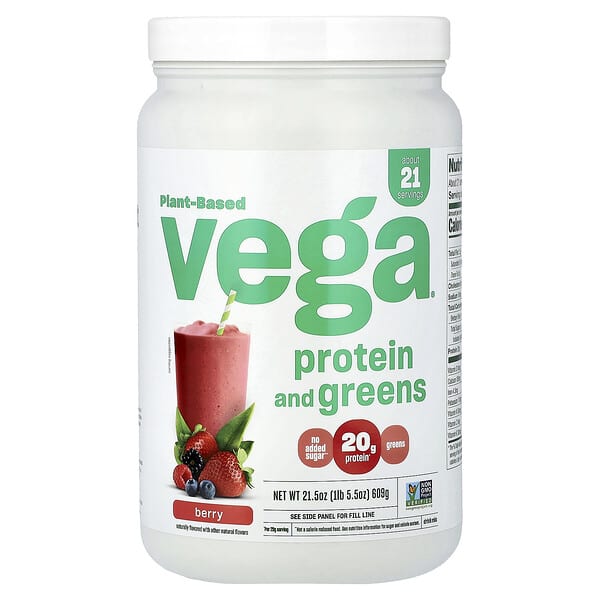 Vega, 식물성 단백질 및 녹색 채소, 베리, 609g(1lb 5.5oz)