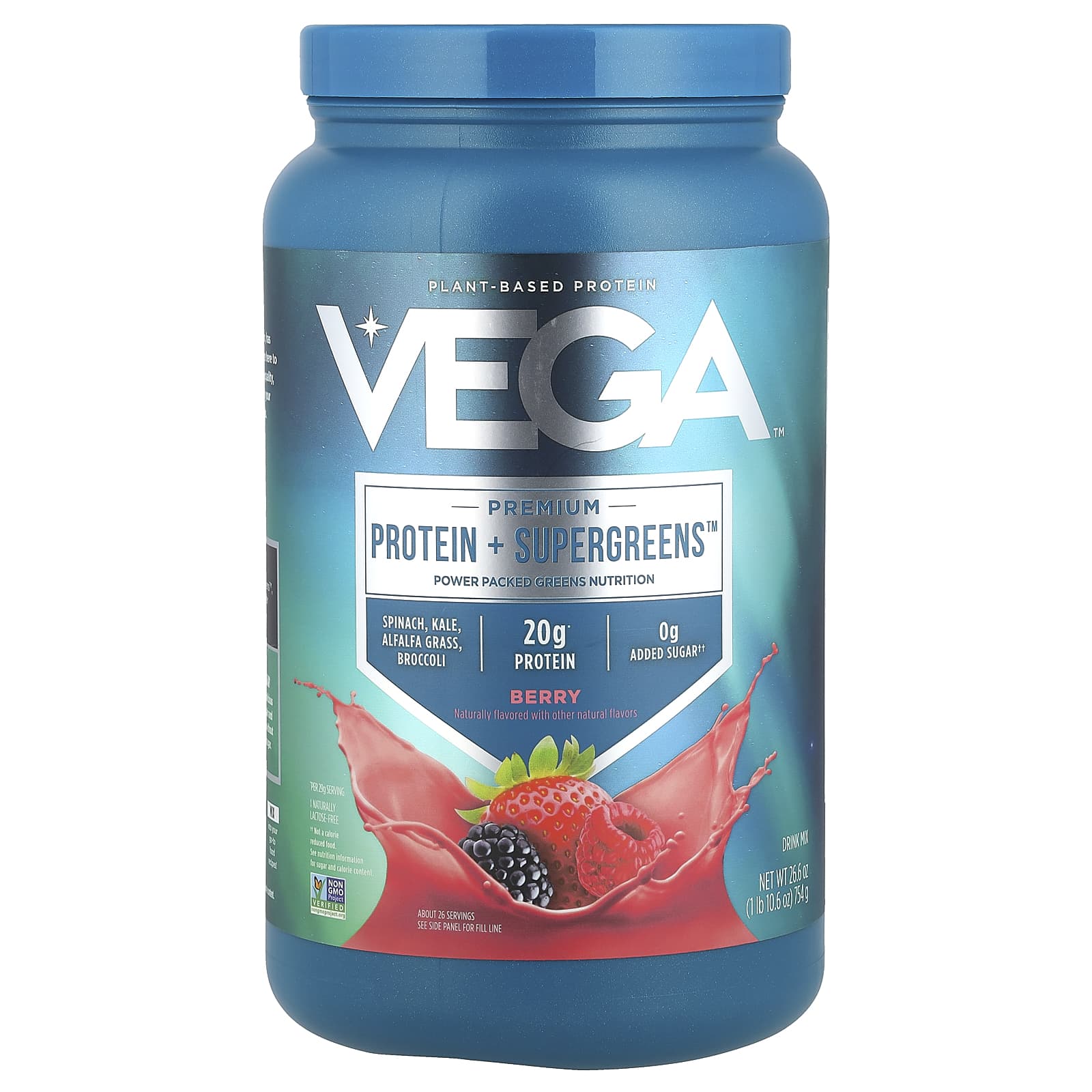 Vega, Premium Protein + Supergreens ™, ягоды, 754 г (1 фунт 10,6 унции)