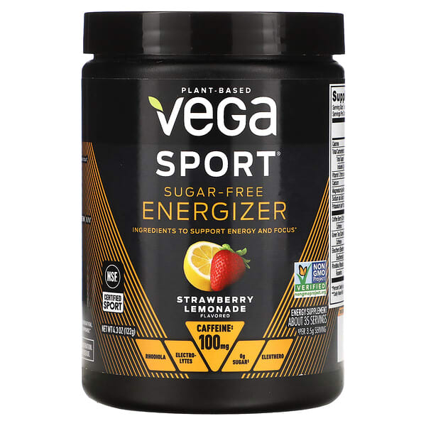Vega, 無糖能量劑，草莓檸檬水，4.3 盎司（122 克）