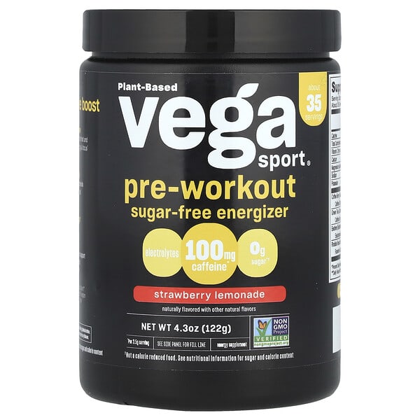 Vega Sport®, Sugar-Free Pre-Workout Energizer, Strawberry Lemonade, 4.3 oz (122 g)