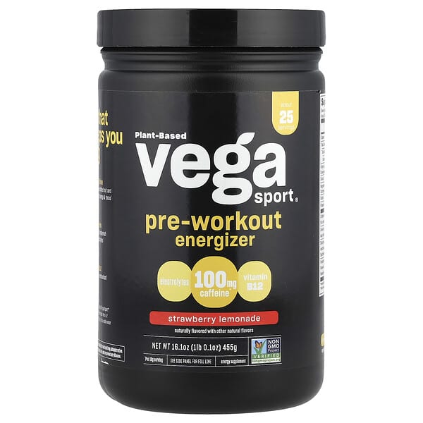 Vega Sport, Plant-Based Pre-Workout, Strawberry Lemonade, 1 lb 0.1 oz (455 g)
