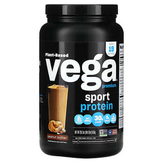 Vega, Sport, Plant Based Premium Protein Powder, Peanut Butter, 1 lb 12 oz (815 g)