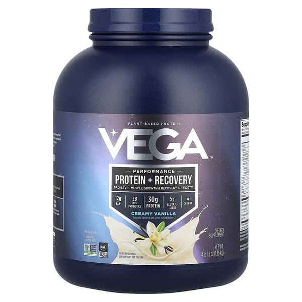Plant-Based Protein, Performance Protein + Recovery, Creamy Vanilla, 4 lb 1.8 oz (1.86 kg)