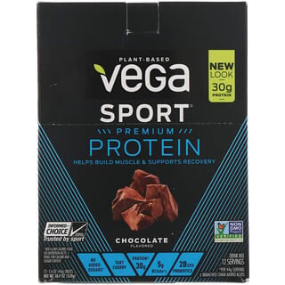 Vega, Proteína deportiva, Chocolate, Paquete de 12, 44 g (1,6 oz) cada uno