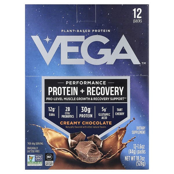 Performance, Protein + Recovery, Creamy Chocolate, 12 Packs, 1.6 oz (44 g) Each