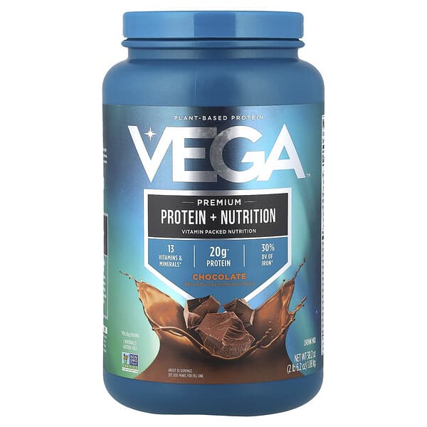 Plant-Based Protein, Premium Protein + Nutrition, Chocolate, 2 lb 6.2 oz (1.08 kg)