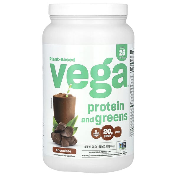 Vega, PlantBased Protein and Greens, Chocolate, 1 lb 12.7 oz (814 g)