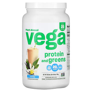 Vega, Plant Based Protein and Greens, pflanzliches Protein und Gemüse, Vanille, 760 g (26,8 oz.)