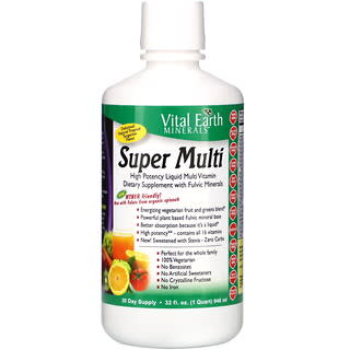 Vital Earth Minerals, Super Multi, мультивитаминная добавка, натуральный вкус тропического мандарина, 946 мл (32 жидк. унции)