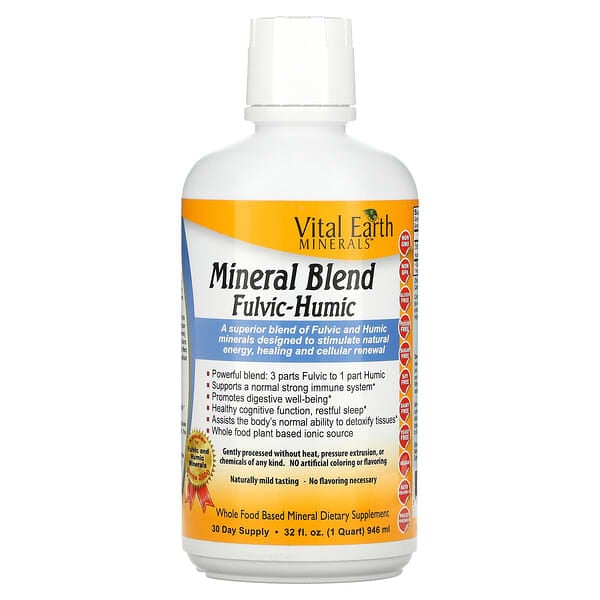 Vital Earth Minerals, ミネラルブレンド フルボ-フミン（Mineral Blend Fulvic-Humic）, 32液量オンス（946 ml）
