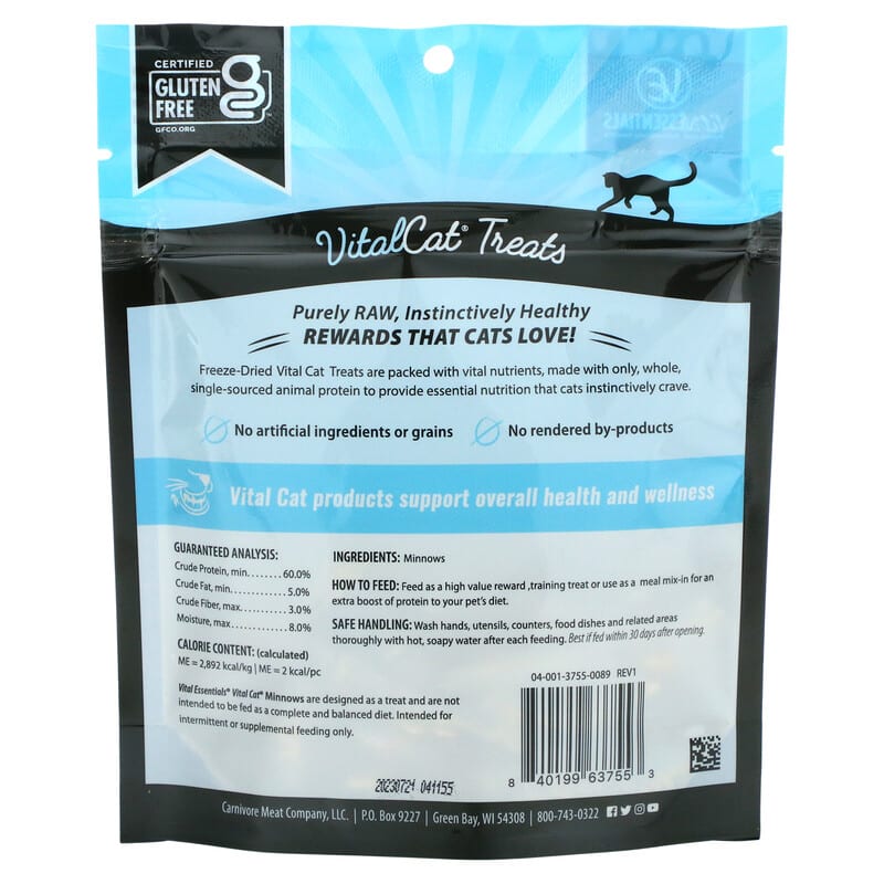 Vital Essentials Vital Cat Freeze-Dried Treats For Cats Minnows 0.5 oz  (14.2 g)