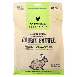 فايتل إيسينشلز‏, بروتين خام مجفف بالتجميد ، حبيبات صغيرة مقرمشة ، للقطط ، Rabbit Entree ، 12 أونصة (340.2 جم)