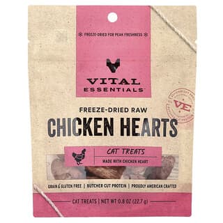 Vital Essentials, Freeze-Dried Raw Cat Treats, Chicken Hearts, 0.8 oz (22.7 g)