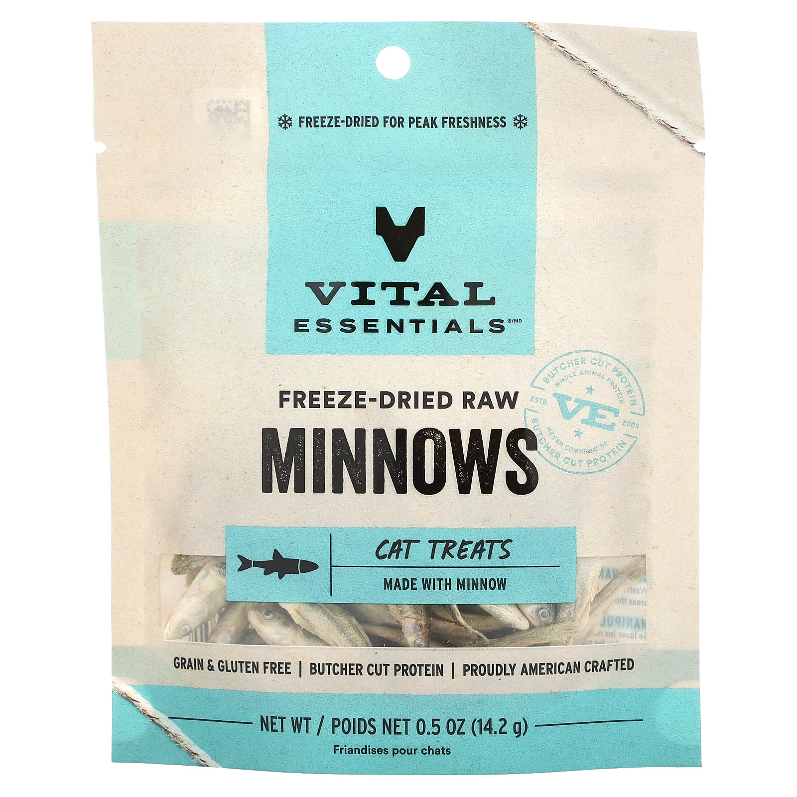 Freeze Dried Raw Cat Treats Minnows 0.5 oz 14.2 g