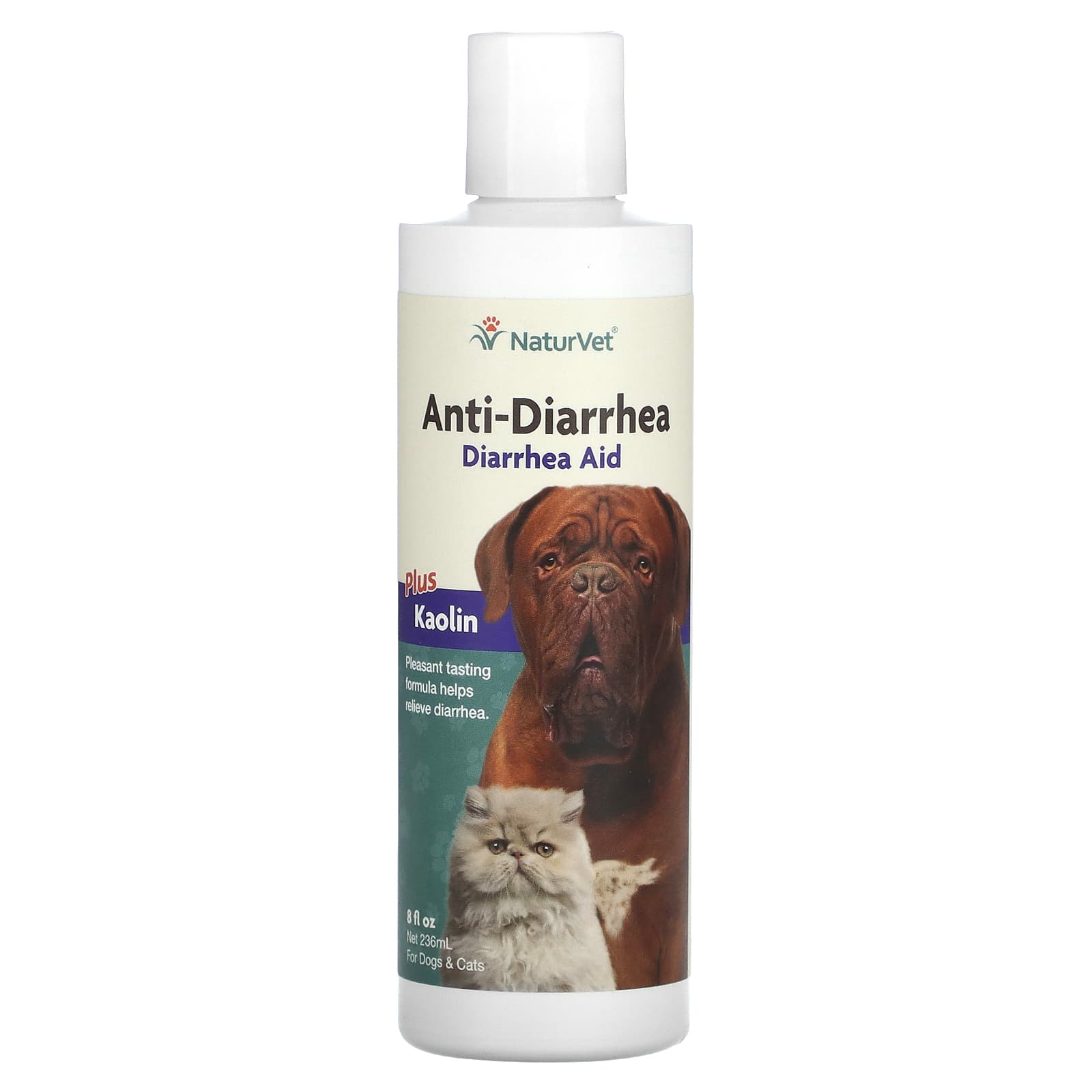 NaturVet, AntiDiarrhea, Diarrhea Aid Plus Kaolin, For Dogs & Cats, 8
