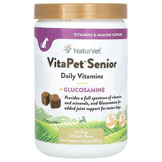 NaturVet, VitaPet 시니어, 일일 비타민 및 글루코사민 함유, 반려견용, 소프트츄 120개, 360g(12.6oz)