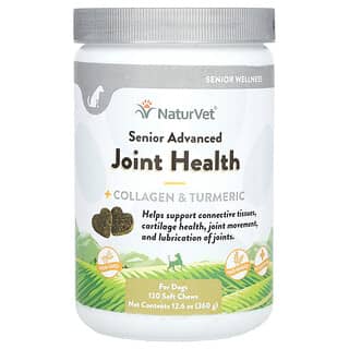 NaturVet, Senior Advanced Joint Health + Collagene e curcuma, per cani, 120 compresse masticabili morbide, 360 g