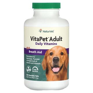 NaturVet, VitaPet Adult, Daily Vitamins Plus Breath Aid, For Dogs, 180 Chewable Tablets 16.5 oz (468 g)