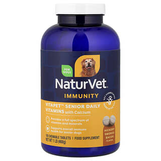 NaturVet, VitaPet™ Senior, Daily Vitamins + Glucosamine, For Dogs, 180 Chewable Tabs, 1 lb (468 g)