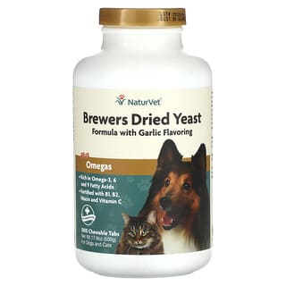 NaturVet, Brewers Dried Yeast Plus Omegas, For Dogs and Cats, 1,000 Chewable Tabs, 17.6 oz (500 g)