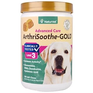 NaturVet, ArthriSoothe-GOLD, Advanced Care, Level 3, 180 Comprimidos Mastigáveis Macios, 432 g (15,2 oz)