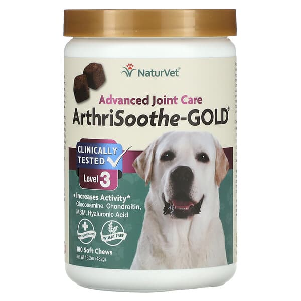NaturVet‏, ArthriSoothe-GOLD, טיפול מתקדם במפרקים לכלבים, רמה 3, 180 חטיפים רכים, 432 גרם (15.2 אונקיות)