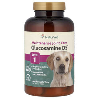 NaturVet, Glucosamine DS, Maintenance Joint Care +Chondroitin, Level 1, For Dogs & Cats, 60 Chewable Tabs, 6.3 oz (180 g)