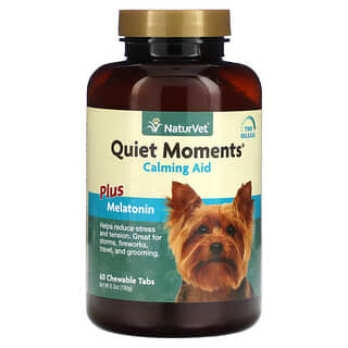 NaturVet, Quiet Moments, Calming Aid Plus Melatonin, For Dogs, 60 Chewable Tabs 6.3 oz (180 g)