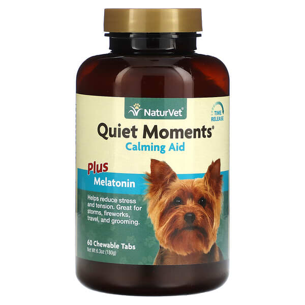 NaturVet, Quiet Moments, Calming Aid Plus Melatonin, für Hunde, 60 Kautabletten 180 g (6,3 oz.)