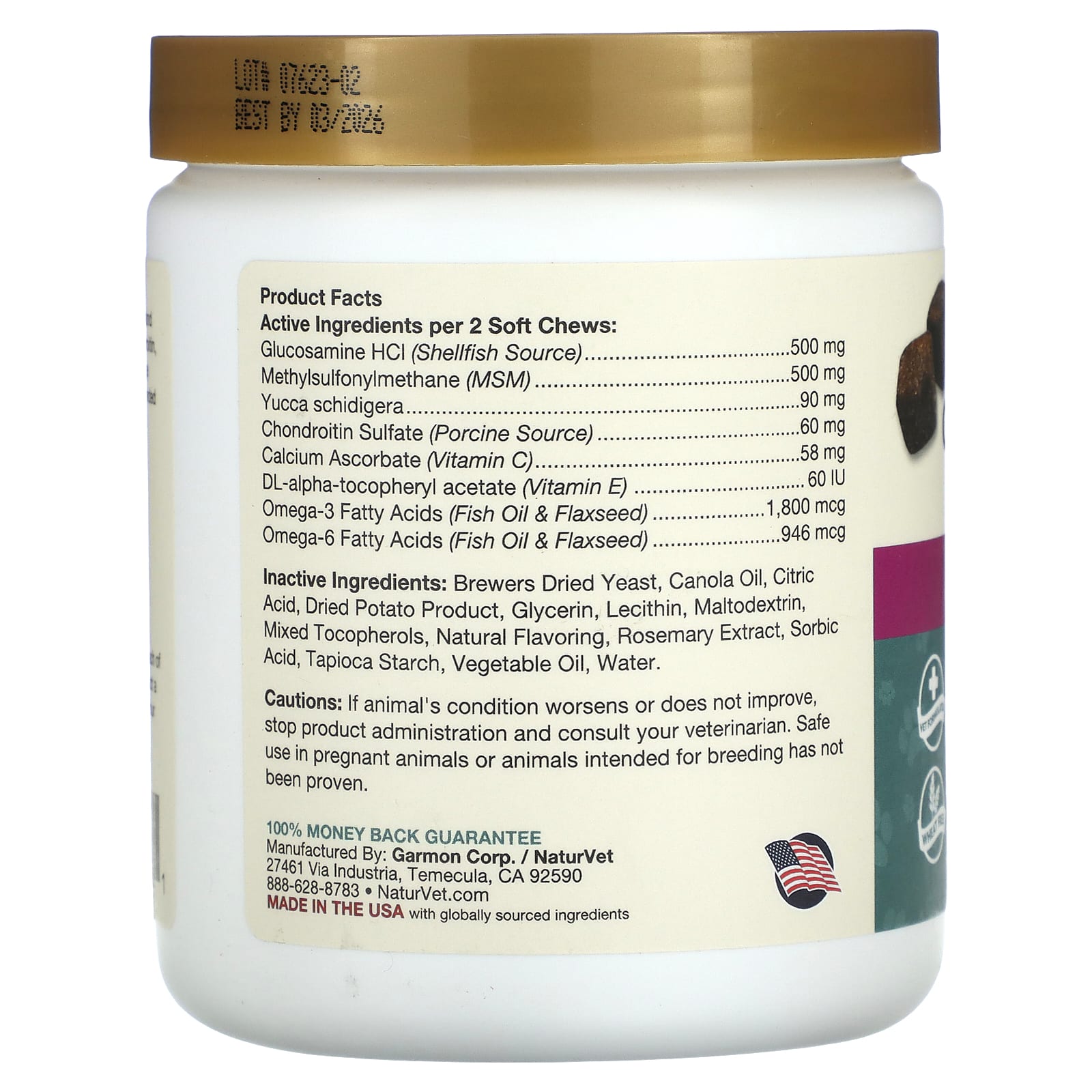 NaturVet, Glucosamine DS Plus, Moderate Joint Care, Level 2, 120 Soft