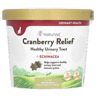 NaturVet, Cranberry Relief, Trato Urinário Saudável com Echinacea, Para Gatos, 60 Cápsulas Mastigáveis, 90 g (3,1 oz)