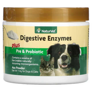 NaturVet, Digestive Enzymes Plus Pre & Probiotic Powder, For Dogs & Cats, 4 oz (114 g)