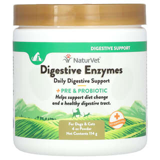 NaturVet, Digestive Enzymes + Pre & Probiotic, For Dogs & Cats, 4 oz (114 g)