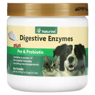 NaturVet, Digestive Enzymes Plus Pre & Probiotic Powder, For Dogs & Cats, 8 oz (227 g)