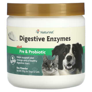 NaturVet, Enzimas Digestivas Mais Probiótico, Para Cães e Gatos, Em Pó, 227 g (8 oz)