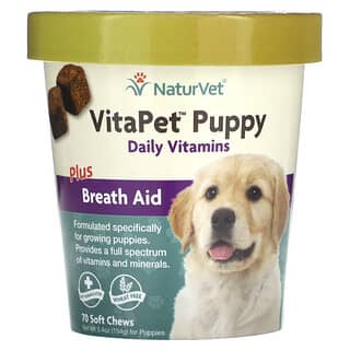 NaturVet, VitaPet Puppy, Daily Vitamins Plus Breath Aid, For Puppies, 70 Soft Chews, 5.4 oz (154 g)