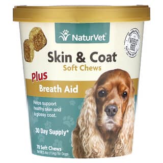 NaturVet, Skin & Coat Plus Breath Aid, For Dogs, 70 Soft Chews, 5.4 oz (154 g)