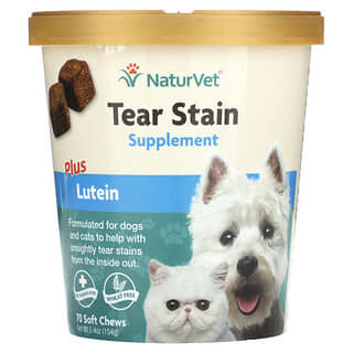 NaturVet, Tear Stain Plus Lutein, For Dogs & Cats, 70 Soft Chews, 5.4 oz (154 g)