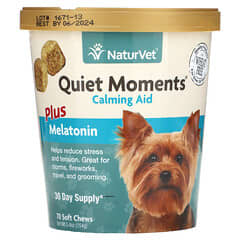 NaturVet, Quiet Moments, Calming Aid Plus Melatonin, For Dogs, 70 Soft