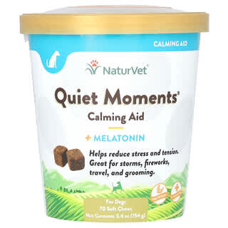 NaturVet, Quiet Moments, успокаивающее средство + мелатонин, для собак, 70 жевательных таблеток, 154 г (5,4 унции)
