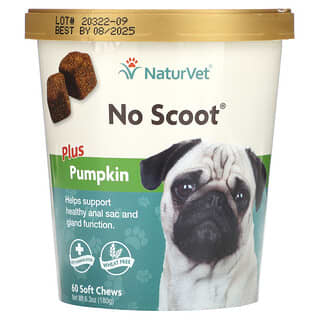 NaturVet, 無 Scoot +南瓜，寵物狗專用，60 片軟咀嚼片，6.3 盎司（180 克）