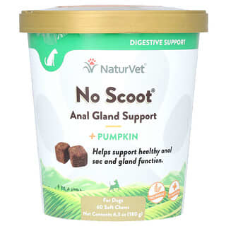 NaturVet, No Scoot, Anal Gland Support + Pumpkin, For Dogs, 60 Soft Chews, 6.3 oz (180 g)