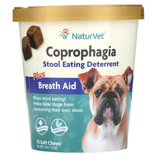 NaturVet, Coprophagia, добавка против копрофагии, с освежителем дыхания, 70 жевательных таблеток, 154 г (5,4 унции)